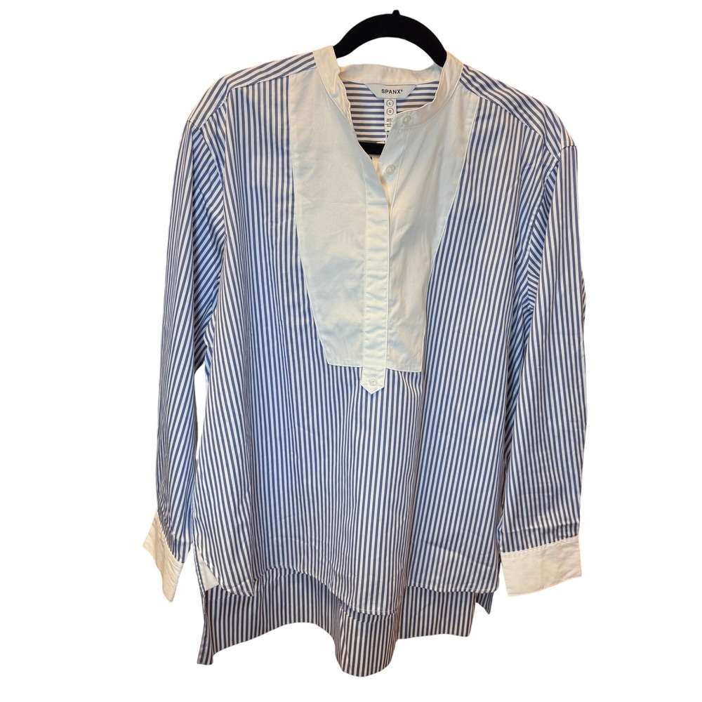 SPANX Blue and White Striped Tunic